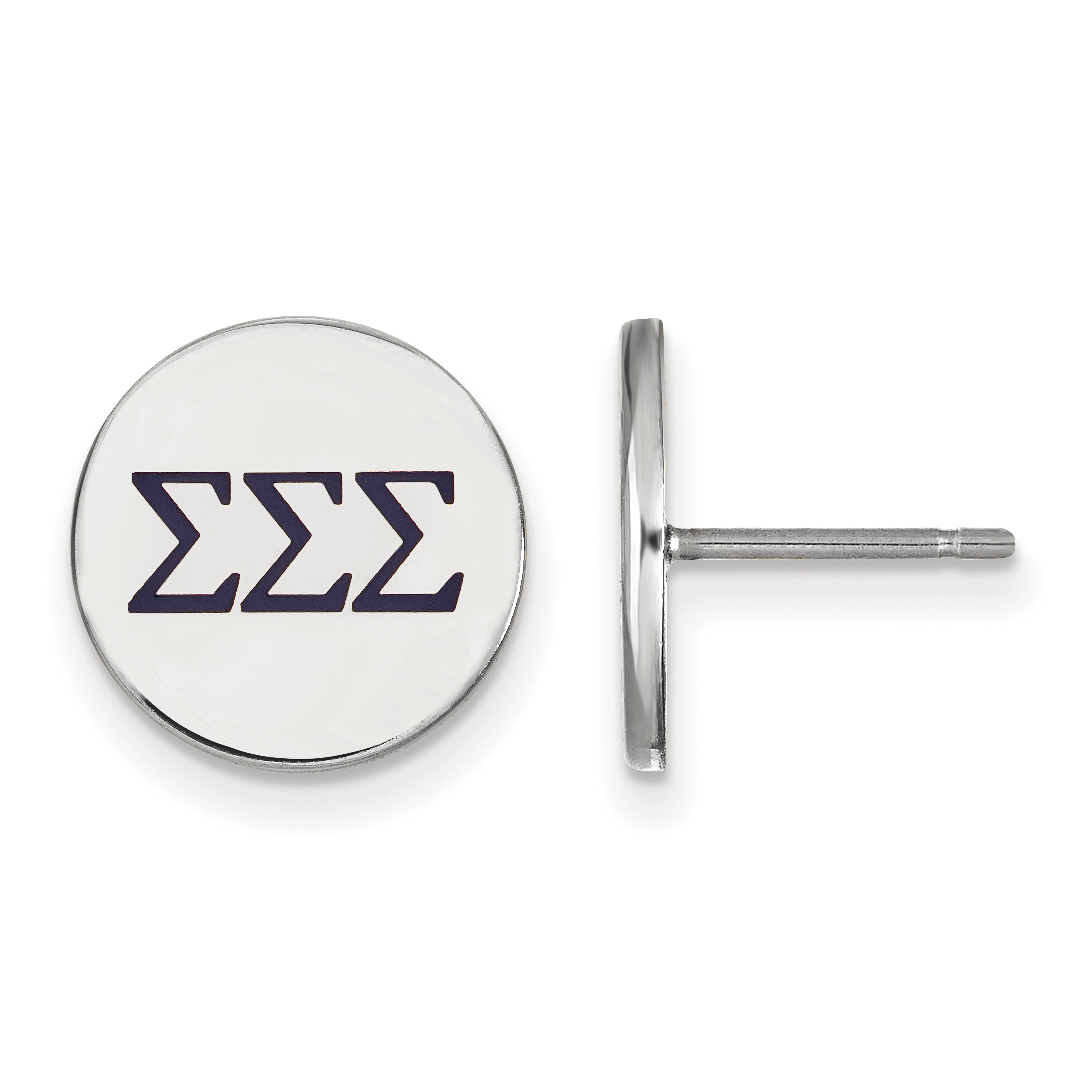Sterling Rhodium-Plated Sigma Sigma Sigma Sorority Color Enamel Post Earrings